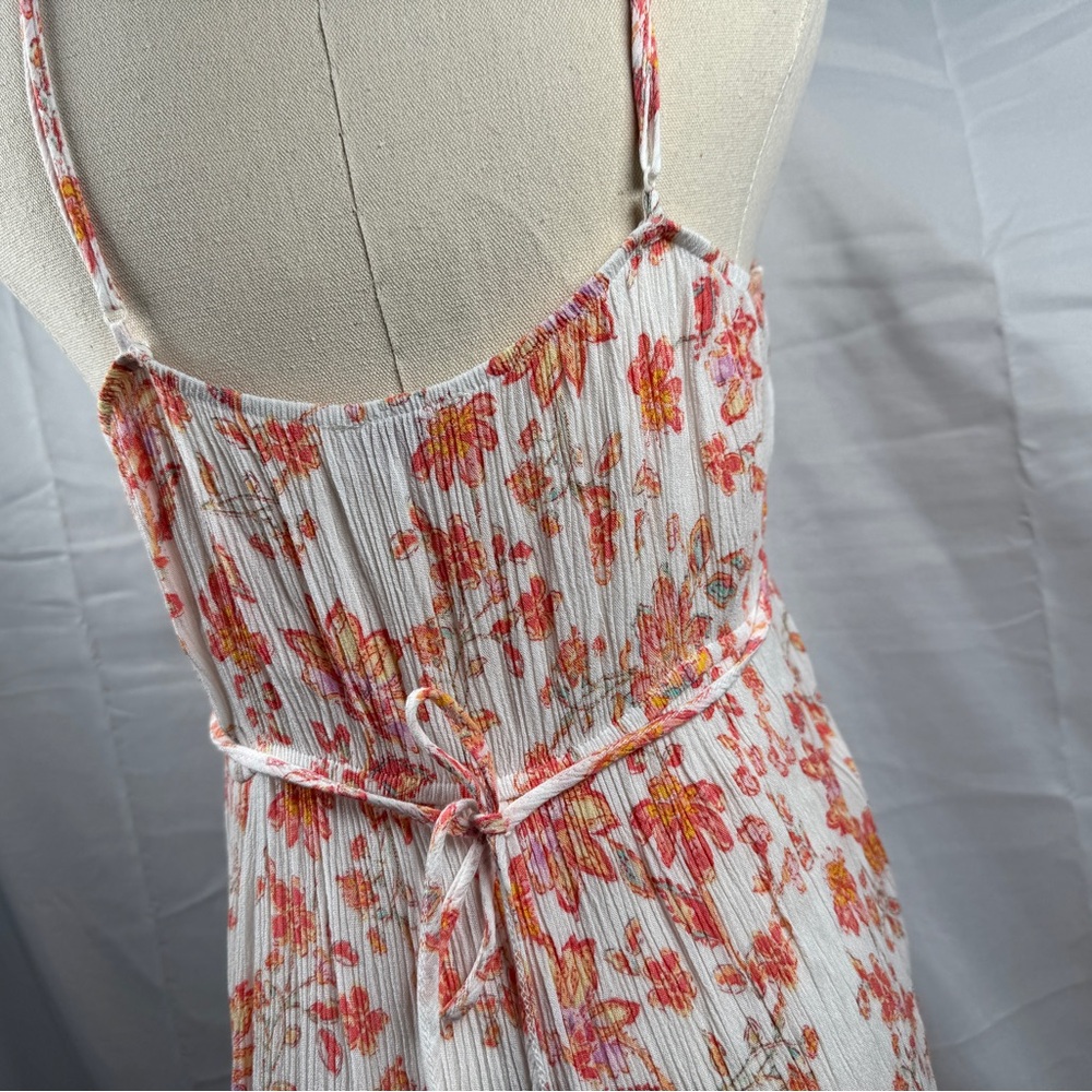 (M) SO Peach Floral Spaghetti Strap Stretch Skirt Maxi Dress - Picture 3 of 7